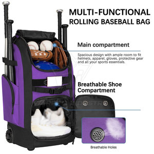 Bolsa de Béisbol de Alta Calidad para Jugadores, Amplia y Resistente, con Tela Fuerte y Correas de Hombro Cómodas - Product Image 4