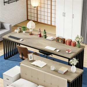 Tavolo Moderno per Computer/Laptop in Legno Massello e Vetro, Scrivania Pieghevole da Ufficio - Product Image 5