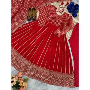 Robes de soirée de créateur Robe Anarkali élégante avec Pent et Dupatta pour la fête - Product Image 2