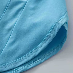 Pantalon pour femme en tricot bleu uni, taille haute, fermeture élastique, respirant, style élégant, tissu 100% polyester, séchage rapide, drapé - Product Image 1