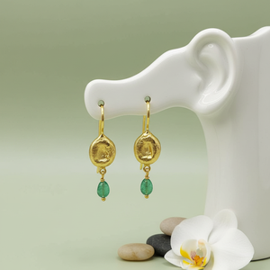 925 Silver <b>gold</b> plated <b>Emerald</b> seed <b>earring</b> - Product Image 6