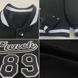 Custom Black White <b>Silver</b> Varsity <b>Jacket</b> Unisex Full-Snap Letterman Bomber <b>Jacket</b> Wholesale Team Wear College Sport <b>Jacket</b> - Product Image 5
