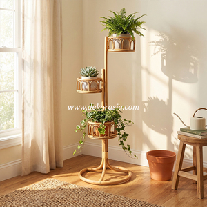 Eco-Friendly Rattan Plant Stand for Indoor Outdoor Garden <b>Flower</b> Pot Holder Decorative Home Decor <b>Display</b> Rack - Product Image 4