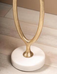 Table console moderne en laiton avec base en marbre blanc, meubles contemporains pour salon - Product Image 4