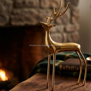 Modern Gold Metal Standing Stag Sculpture Elegant Reindeer Deer <b>Figurine</b> Christmas Tabletop Decor-B2B Bulk Supply-Ali Handicraft - Product Image 1