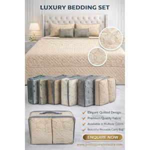 Serene Vine <b>Quilted</b> Luxury 5-Piece <b>Bedding</b> Set 90x100 Inch 100% Cotton Quality Grade for Home & Hotel for Weddings - Product Image 2