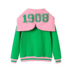 Sudadera con Capucha Unisex AKA Green Prep, Bordado Rosa Chenille con Letras Griegas, Ajuste Elegante y Premium - Product Image 2