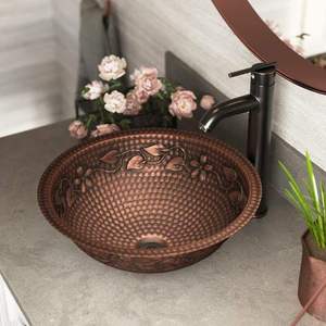 Lavabo de salle de bain en laiton couleur antique, lavabo sur pied de luxe finition martelée, cuvette de lavage haut de gamme pour usage domestique, hôtelier et de restauration - Product Image 1