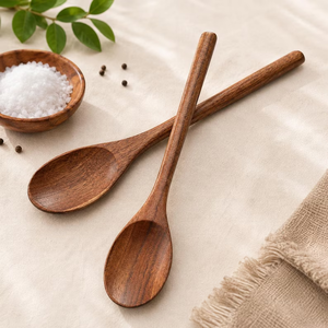 Cuchara de Cocina de Madera de 12 Pulgadas, Cuchara de Cocina Lisa para Remover y Servir - Product Image 1