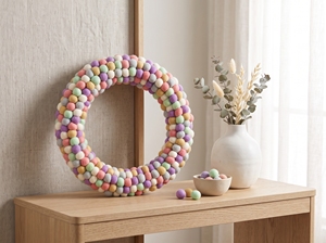 Guirnalda de Bolas de Fieltro de Lana Pastel, Hecha a Mano, Ecológica, con Pompones, Decoración para Puerta Infantil, Personalizada, Venta al Por Mayor - Product Image 6