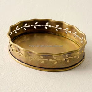 Ramadan Luxury <b>Gold</b> Metal Dates <b>Serving</b> <b>Tray</b> Handmade Customized Iron <b>Tray</b> for Hotel Wedding Party Wholesale India Arabic Style - Product Image 2