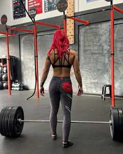 Leggings de Yoga de Cintura Alta con Estampado de Labios Rojos y Logotipo en Letras Blancas, Pantalones Deportivos Largos de Spandex/Nylon Ligeros - Product Image 6