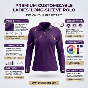 เสื้อโปโลแขนยาวผู้หญิงพรีเมียม ปรับแต่งได้ ผ้าคอตตอนปิเก้ ระบายอากาศดี ทรงเข้ารูป พร้อมตัวเลือกปักโลโก้ - Product Image 1