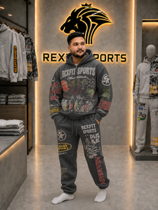 Custom Graphic Printed <b>Full</b> <b>Zip</b> <b>Hoodie</b> Tracksuit Heavyweight Acid Washed Streetwear Men Sweatshirt Sweatpants Outfit 100% Cotton - Product Image 2