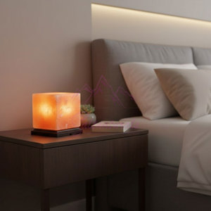 Nouvelle arrivée : lampe en sel de l'Himalaya en forme de cube, éclat naturel, lampe en sel de l'Himalaya en forme de cube pour usage intérieur - Product Image 2