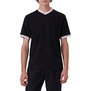 T-shirt en coton épais pour homme, haute qualité, design de logo personnalisé, t-shirt oversize à épaules tombantes, col rond côtelé pour homme - Product Image 1