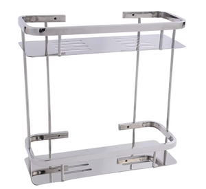 Étagère d'angle murale double niveau en acier inoxydable pour salle de bain et cuisine, organisateur de rangement - Product Image 5