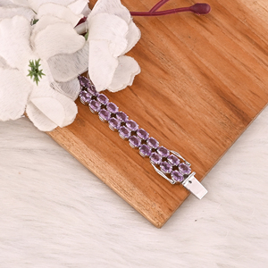 Luxury Purple Amethyst Tennis <b>Bracelet</b> Handmade 925 Silver Jewelry for Unisex - Product Image 3