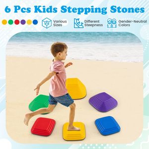 Set di 6 blocchi di equilibrio quadrati per bambini al coperto all'aperto pietre miliari per ornamenti da giardino - Product Image 4