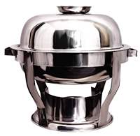 Professionele ronde voedselwarmer van roestvrij staal met deksel en brandstofbasis voor hotel, restaurants, buffetten en banketten tegen voordelige prijzen