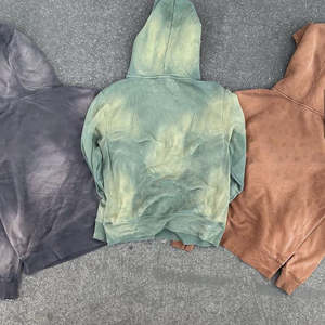 Sweat à capuche ample de luxe 100 % coton 430g délavé à l'acide pour homme avec option de logo personnalisé vierge. - Product Image 3