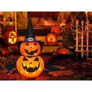 Décoration de citrouille pliable d'Halloween de 3 pieds avec 50 lumières LED Pop-Up Jack-O-Lantern Star Cap Plug-In pour Halloween - Product Image 4