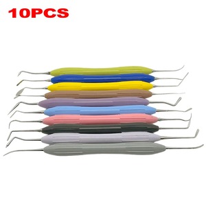 Juego de Espátulas Dentales de Doble Punta de Acero Inoxidable para Resina, Espátula de Resina Compuesta con Mango de Silicona - Product Image 1