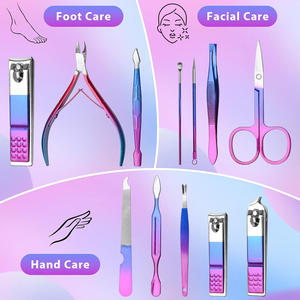 Juego de Manicura y Pedicura Profesional de 12 Piezas con Pinzas y Estuche de Cuero, Acero Inoxidable, Precio al por Mayor - Product Image 2