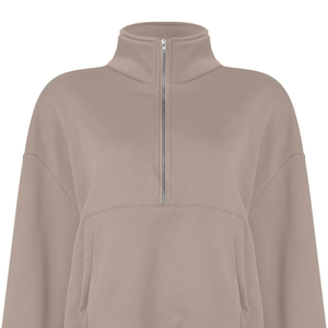 Pull-over tricoté à col roulé pour femme, manches longues, fermeture éclair frontale, demi-zip, couleur unie, décontracté, prix abordable, personnalisable OEM - Product Image 3