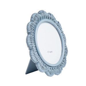 Delightful Blue Rattan Picture Frame Round Photo Frame Decorative Tabletop Accent Perfect For <b>Nursery</b> Bedroom Home Styling - Product Image 2