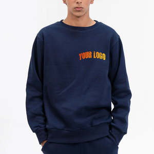 Sweat-shirt à capuche en coton uni surdimensionné avec logo personnalisé, col rond pour homme, sweat-shirt unisexe pour homme - Product Image 1