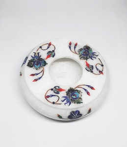 Cendrier sans fumée en aluminium blanc 10 cm, incrustation artisanale, support de luxe pour cigares et cigarettes, élégant, durable, résistant à la chaleur, pour table - Product Image 6