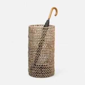 Modern Black Oval Metal Wire Umbrella Stand Entryway Storage Rack Holder with Side <b>Hooks</b> for Small Folding Umbrellas Wholesale - Product Image 5