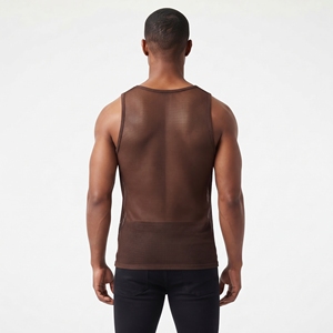 Débardeur en maille extensible transparente pour homme, style sexy pour boîte de nuit, 100 % polyester, idéal pour la plage - Product Image 4