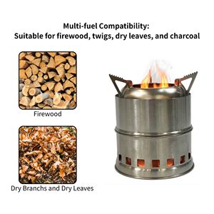 Portable Stainless Steel Wood Burning Camping Stove Lightweight Folding <b>Backpacking</b> Stove - Product Image 3