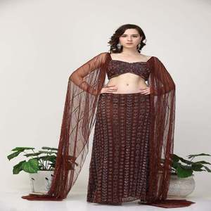 Elegant <b>Sequined</b> Lehenga Choli Set | Sheer Dupatta Designer Party Wear Ethnic Outfit | Wedding Festive India Supplier 2026 Dress - Product Image 1