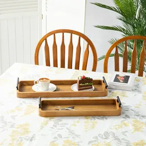 Plateau de service en céramique design pour table basse, style rustique britannique, ottoman, plateau de service haut de gamme pour salle à manger, motif végétal plaqué, écologique, Zahid Exports - Product Image 6