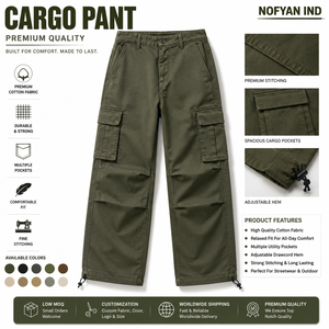 Fabricante de Pantalones Cargo Personalizados OEM ODM, Pantalones Cargo de Algodón Premium de Pierna Ancha, Estilo Urbano, Proveedor de Fábrica de Marca Privada - Product Image 1