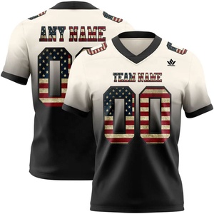 Maillot de football américain personnalisé pour homme, col en V, manches courtes, polyester sublimé anti-humidité, uniforme d'équipe personnalisé - Product Image 1