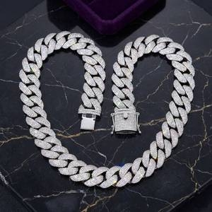 Nuevo collar de cadena cubana con diamantes de moissanita de diseño moderno, unisex, de dos tonos, oro rosa, estilo hip hop para hombre. - Product Image 3