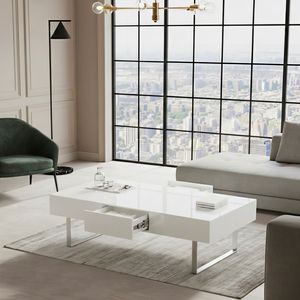 High Gloss <b>White</b> 52.4\" X 26.8\" X 15.6\" <b>Coffee</b> <b>Table</b> - Product Image 2