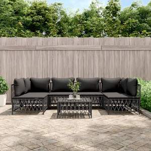 Ensemble de salon de jardin modulaire anthracite de grande taille, tissu tressé, meubles d'extérieur durables et élégants - Product Image 1
