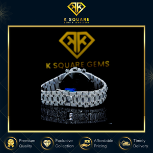 Montre unisexe de luxe en acier inoxydable, étanche, de bonne qualité, avec mouvement automatique à quartz, diamants et verre saphir, à ouverture par bouton-poussoir - Product Image 5