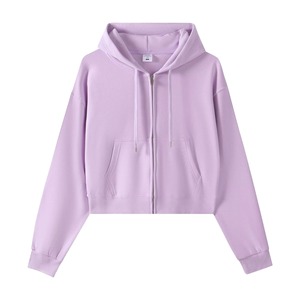 Sudadera con capucha de forro polar grueso de manga corta con cremallera para mujer, estilo oversize, sencilla y versátil, para otoño - Product Image 2