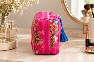 <b>Small</b> for Bohemian Tiger Animal Print Cotton Eco-Friendly Waterproof Cosmetic <b>Bag</b> Tassel Zipper Portable <b>Travel</b> Makeup Pouch - Product Image 2