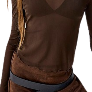 Chemisier en maille à col rond pour femme, uni, à manches longues, transparent, ajusté, pour superposition, pull-over, vêtement de mode pour le quotidien et les soirées - Product Image 5