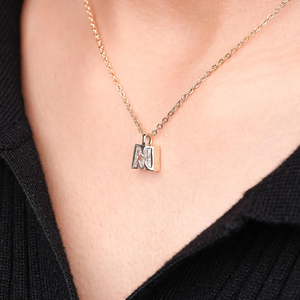 Custom Princess Cut <b>Letter</b> Pendant Necklace with Moissanite and Diamond Charm Trendy Gold Plated Silver Jewelry for Women - Product Image 5