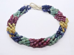 ลูกปัดพลอยแซฟไฟร์ธรรมชาติทรงรีเรียบหลายสี ลูกปัดพลอยรูบี้ มรกต แซฟไฟร์ทรงรี ลูกปัดพลอยหลากสี ลูกปัดพลอยมีค่าหลากสี - Product Image 4