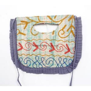 Suzani Embroidery Textile <b>Shoulder</b> Bag With Ruffle With <b>Shoulder</b> <b>Sling</b> Medium Size Button Closure Daily Use - Product Image 6