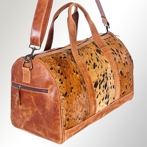 Travel Cowhide Hair on <b>Luggage</b> <b>Bag</b> Vintage Duffle Leather Camping Hiking <b>Bag</b> Handmade Weekender <b>Bag</b> for Unisex - Product Image 4